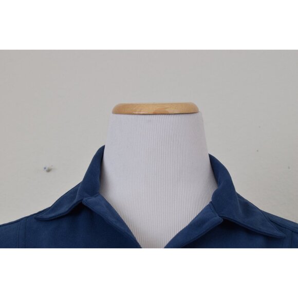 Vintage 90s‎ Blue Crop BlouseThree-Quartes Sleeves size Large - Picture 6 of 10